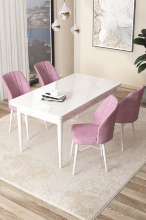 Dining Table & Chairs Set (5 Pieces) Arp - White