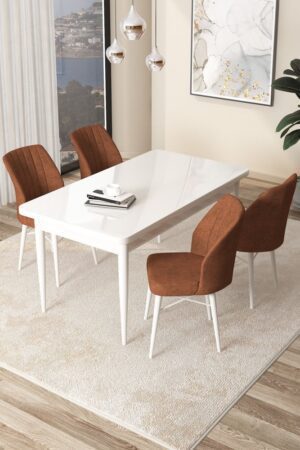 Dining Table & Chairs Set (5 Pieces) Arp - White