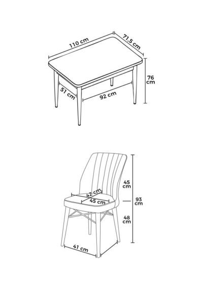 Dining Table & Chairs Set (5 Pieces) Arp - White, Turquoise – Obrázok 3