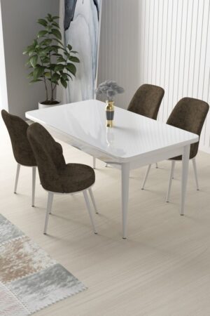 Dining Table & Chairs Set (5 Pieces) Nil - White