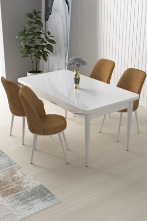 Dining Table & Chairs Set (5 Pieces) Nil - White