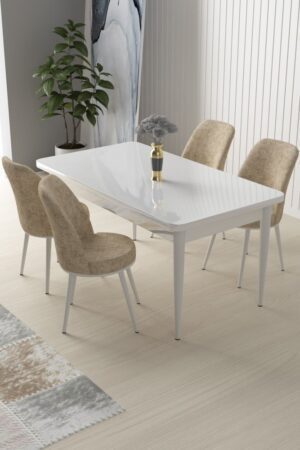 Dining Table & Chairs Set (5 Pieces) Nil - White