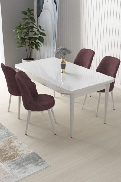 Dining Table & Chairs Set (5 Pieces) Nil - White