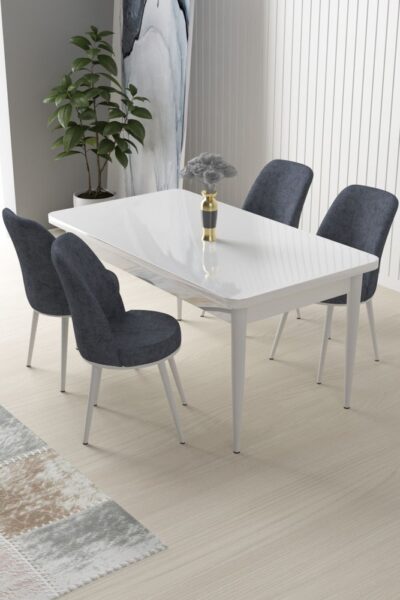 Dining Table & Chairs Set (5 Pieces) Nil - White