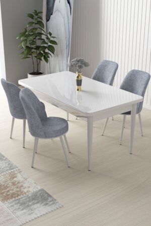 Dining Table & Chairs Set (5 Pieces) Nil - White