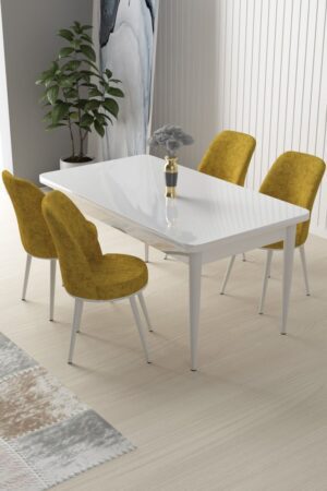 Dining Table & Chairs Set (5 Pieces) Nil - White