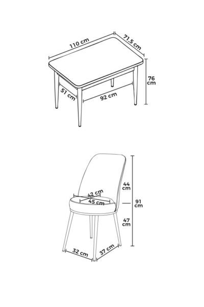 Dining Table & Chairs Set (5 Pieces) Nil - White, Navy Blue – Obrázok 3