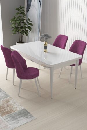 Dining Table & Chairs Set (5 Pieces) Nil - White
