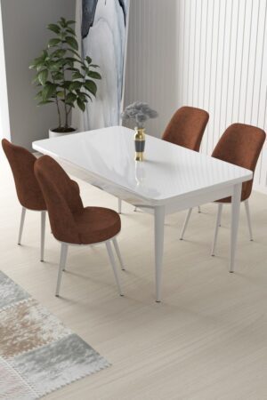 Dining Table & Chairs Set (5 Pieces) Nil - White