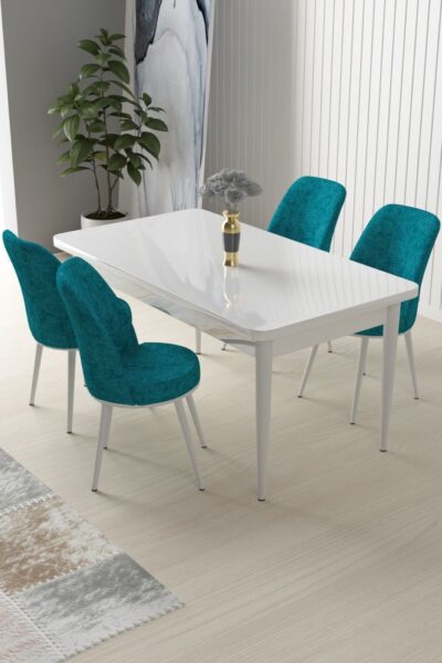 Dining Table & Chairs Set (5 Pieces) Nil - White