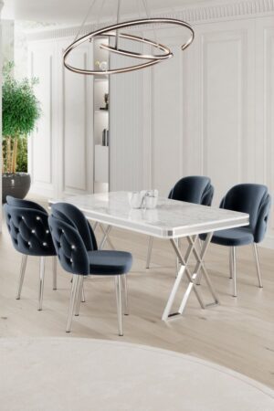 Dining Table & Chairs Set (5 Pieces) Rigel - White
