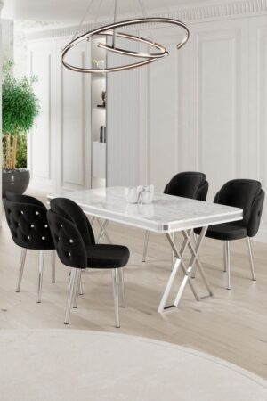 Dining Table & Chairs Set (5 Pieces) Rigel - White