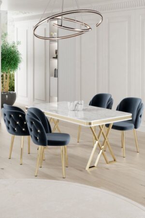 Dining Table & Chairs Set (5 Pieces) Rigel - White