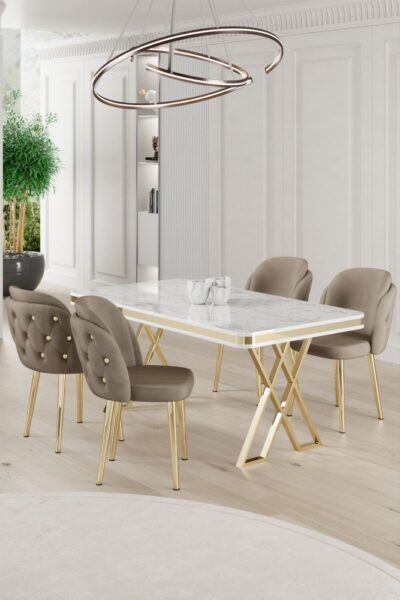 Dining Table & Chairs Set (5 Pieces) Rigel - White