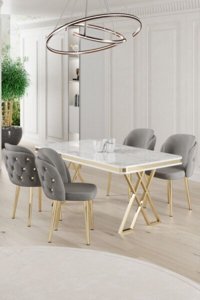 Dining Table & Chairs Set (5 Pieces) Rigel - White