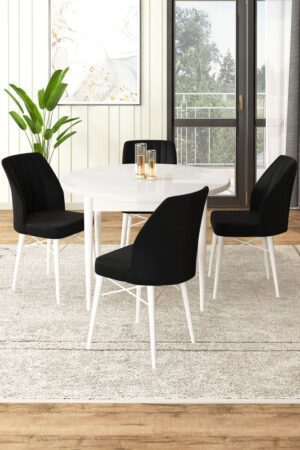 Dining Table & Chairs Set (5 Pieces) Rox - White