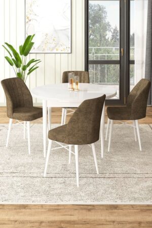 Dining Table & Chairs Set (5 Pieces) Rox - White