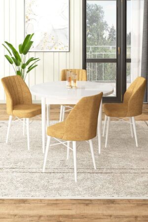 Dining Table & Chairs Set (5 Pieces) Rox - White