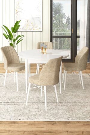 Dining Table & Chairs Set (5 Pieces) Rox - White