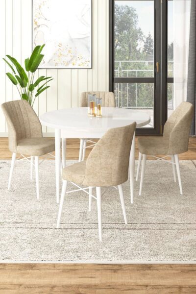 Dining Table & Chairs Set (5 Pieces) Rox - White