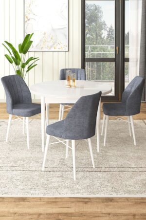Dining Table & Chairs Set (5 Pieces) Rox - White