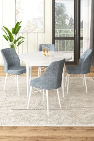 Dining Table & Chairs Set (5 Pieces) Rox - White