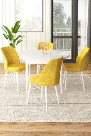 Dining Table & Chairs Set (5 Pieces) Rox - White