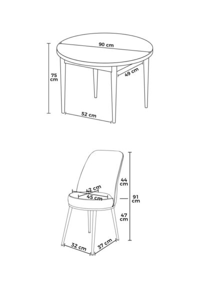 Dining Table & Chairs Set (5 Pieces) Tor - Black Marble, Dusty Rose – Obrázok 3