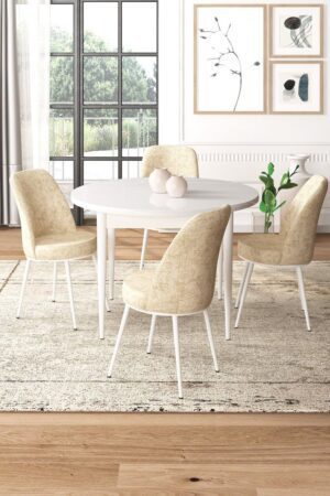 Dining Table & Chairs Set (5 Pieces) Tor - White