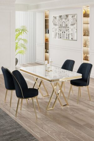 Dining Table & Chairs Set (5 Pieces) Vals - White