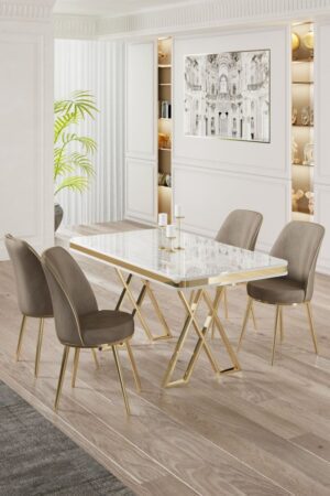 Dining Table & Chairs Set (5 Pieces) Vals - White