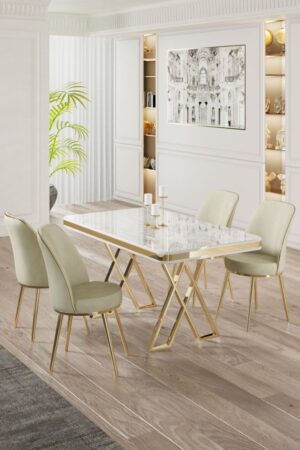 Dining Table & Chairs Set (5 Pieces) Vals - White
