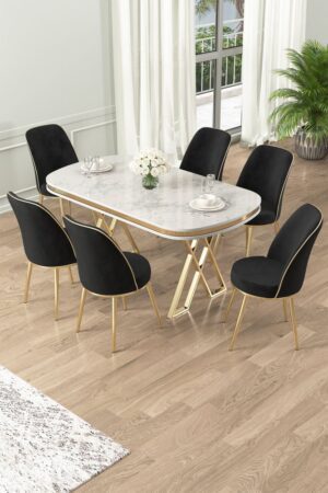 Dining Table & Chairs Set (7 Pieces) Lai - White