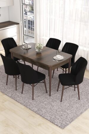 Extendable Dining Table & Chairs Set (7 Pieces) Eva - Baroque
