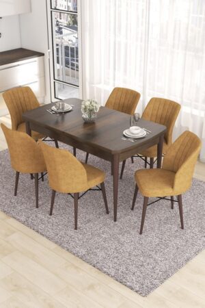 Extendable Dining Table & Chairs Set (7 Pieces) Eva - Baroque
