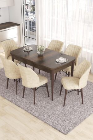 Extendable Dining Table & Chairs Set (7 Pieces) Eva - Baroque