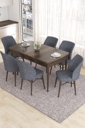 Extendable Dining Table & Chairs Set (7 Pieces) Eva - Baroque