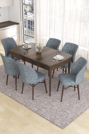 Extendable Dining Table & Chairs Set (7 Pieces) Eva - Baroque