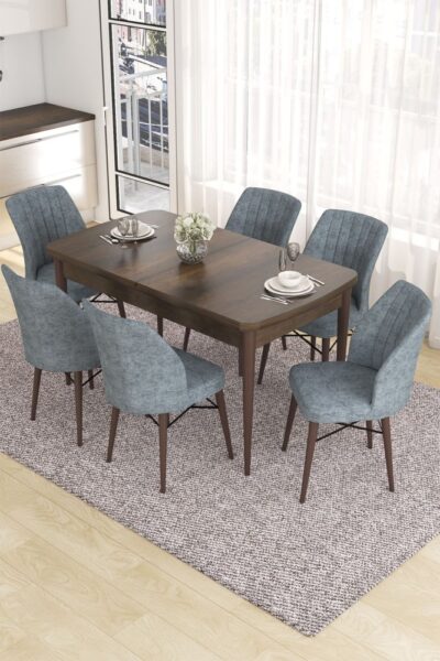 Extendable Dining Table & Chairs Set (7 Pieces) Eva - Baroque
