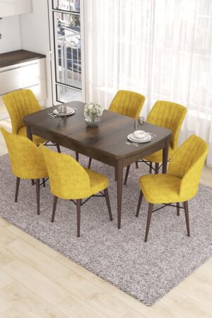 Extendable Dining Table & Chairs Set (7 Pieces) Eva - Baroque