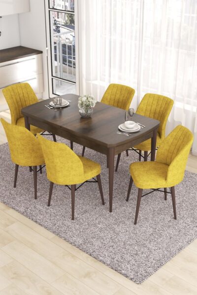 Extendable Dining Table & Chairs Set (7 Pieces) Eva - Baroque