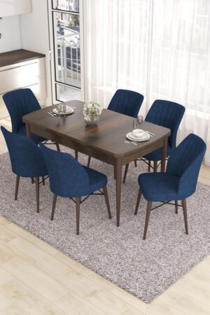 Extendable Dining Table & Chairs Set (7 Pieces) Eva - Baroque