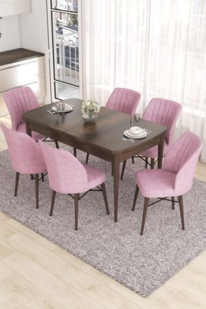 Extendable Dining Table & Chairs Set (7 Pieces) Eva - Baroque