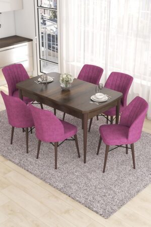 Extendable Dining Table & Chairs Set (7 Pieces) Eva - Baroque