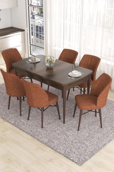 Extendable Dining Table & Chairs Set (7 Pieces) Eva - Baroque