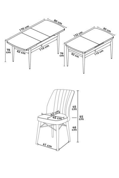 Extendable Dining Table & Chairs Set (7 Pieces) Eva - White, Brown – Obrázok 3