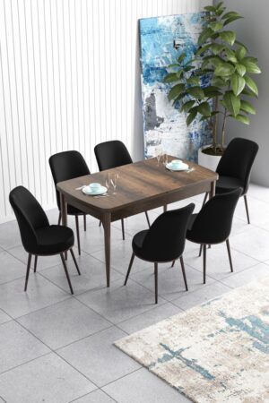 Extendable Dining Table & Chairs Set (7 Pieces) Han - Baroque