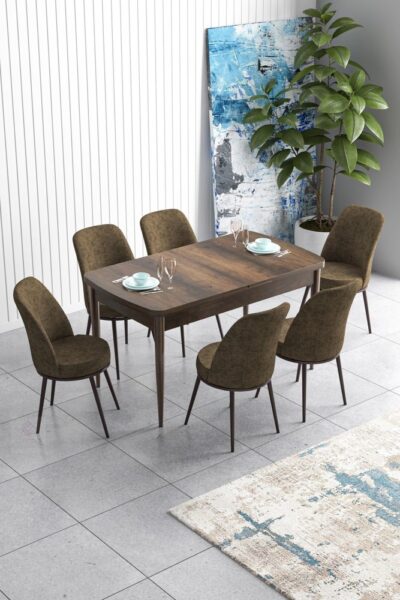 Extendable Dining Table & Chairs Set (7 Pieces) Han - Baroque