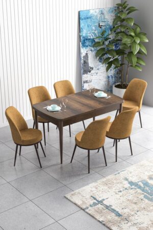 Extendable Dining Table & Chairs Set (7 Pieces) Han - Baroque
