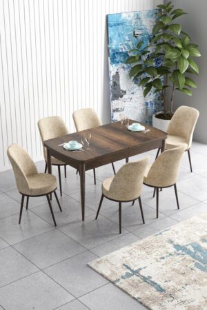 Extendable Dining Table & Chairs Set (7 Pieces) Han - Baroque